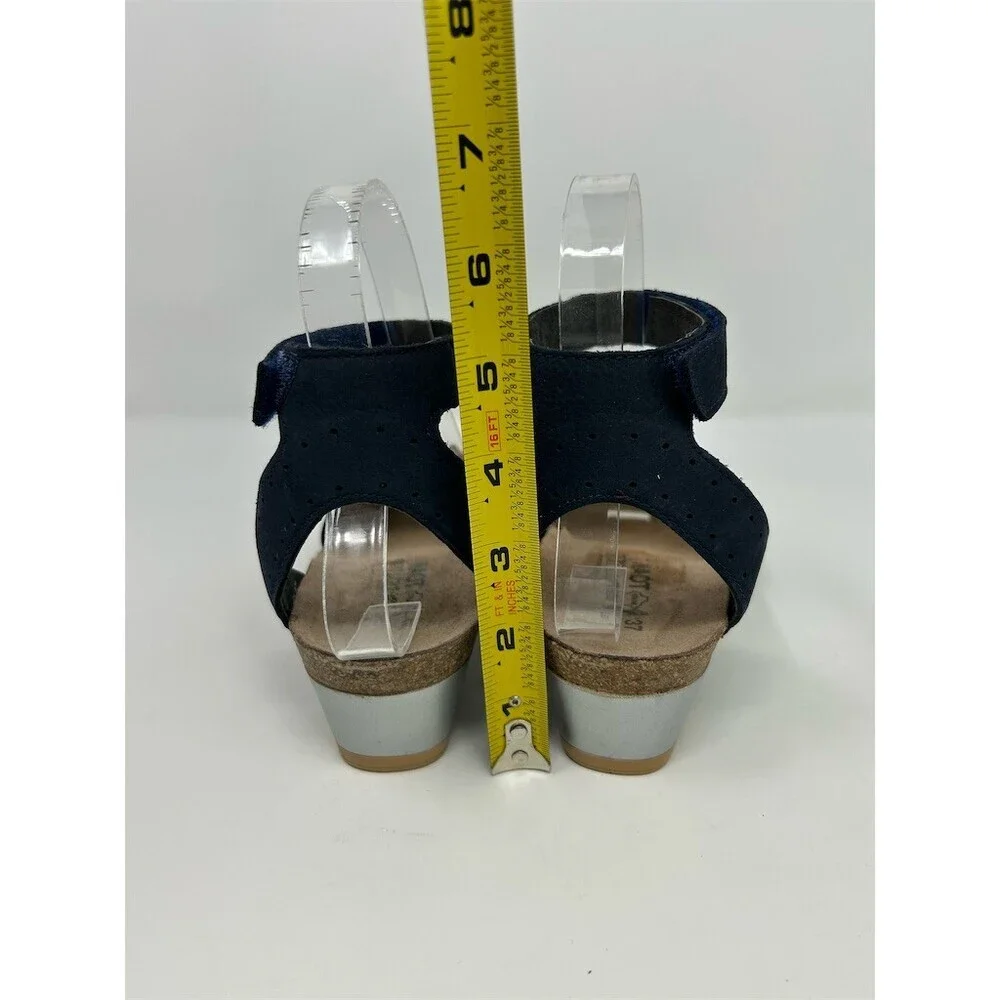Naot Wand Womens Wedge Sandals Blue Strappy Ankle Strap Comfort Casual Size 37